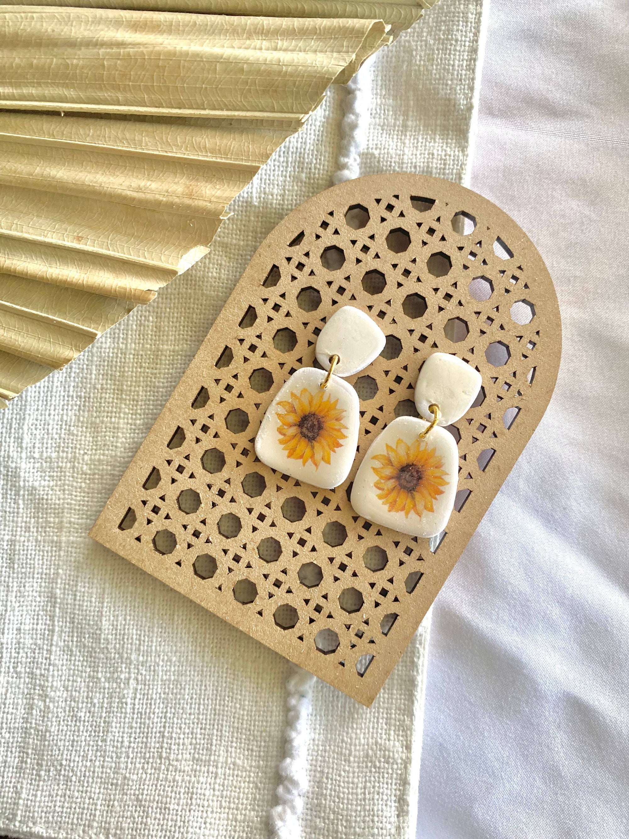 Sunflower dainty dangle earrings