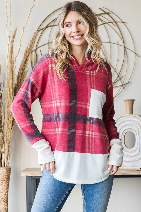 Red plaid hoodie women's online