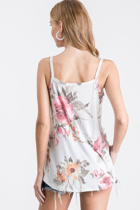Floral Tank with Side Knot