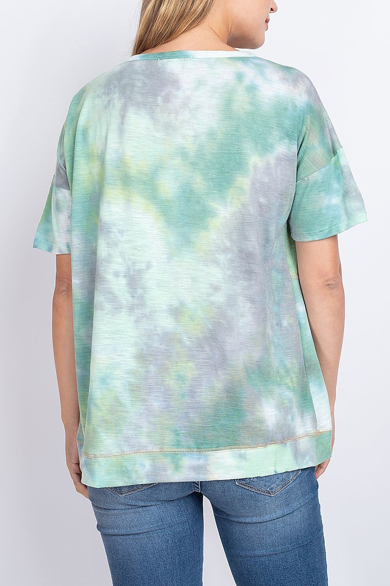 Round Neck Tie Dye Loose Fit Top
