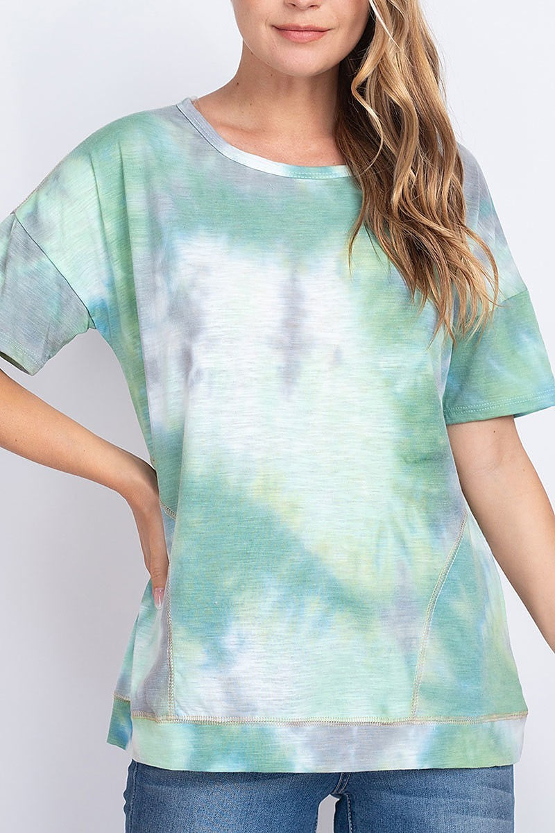 Round Neck Tie Dye Loose Fit Top