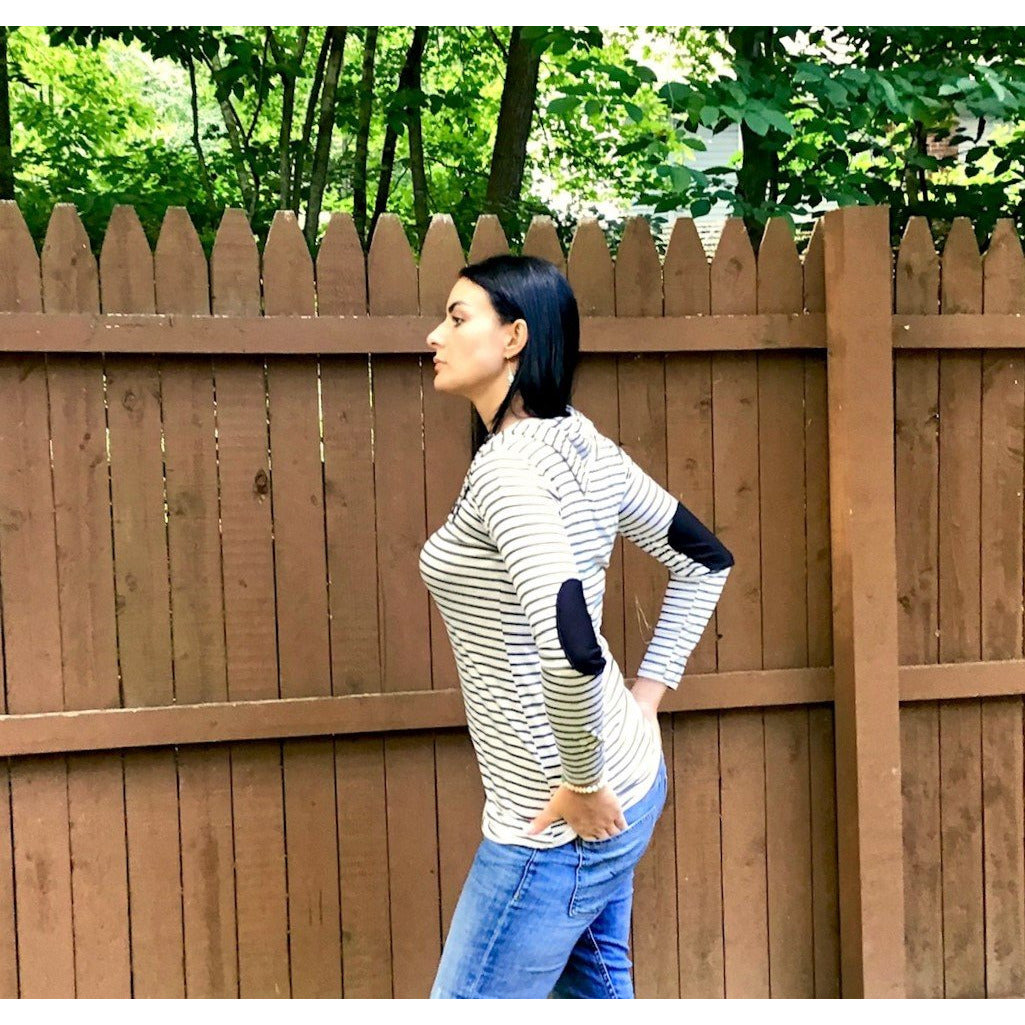 Comforable, Striped Cowl Neck Top