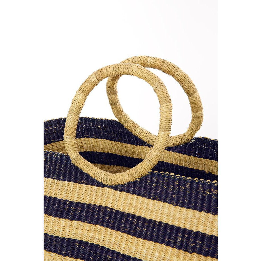 Midnight Blue Oversized Striped Shopping Bag