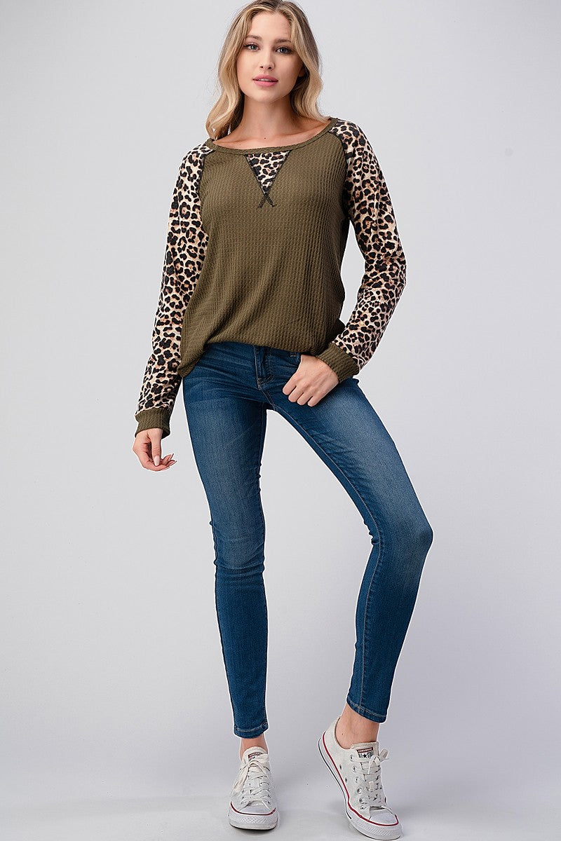 French Terry Leopard Waffle Top