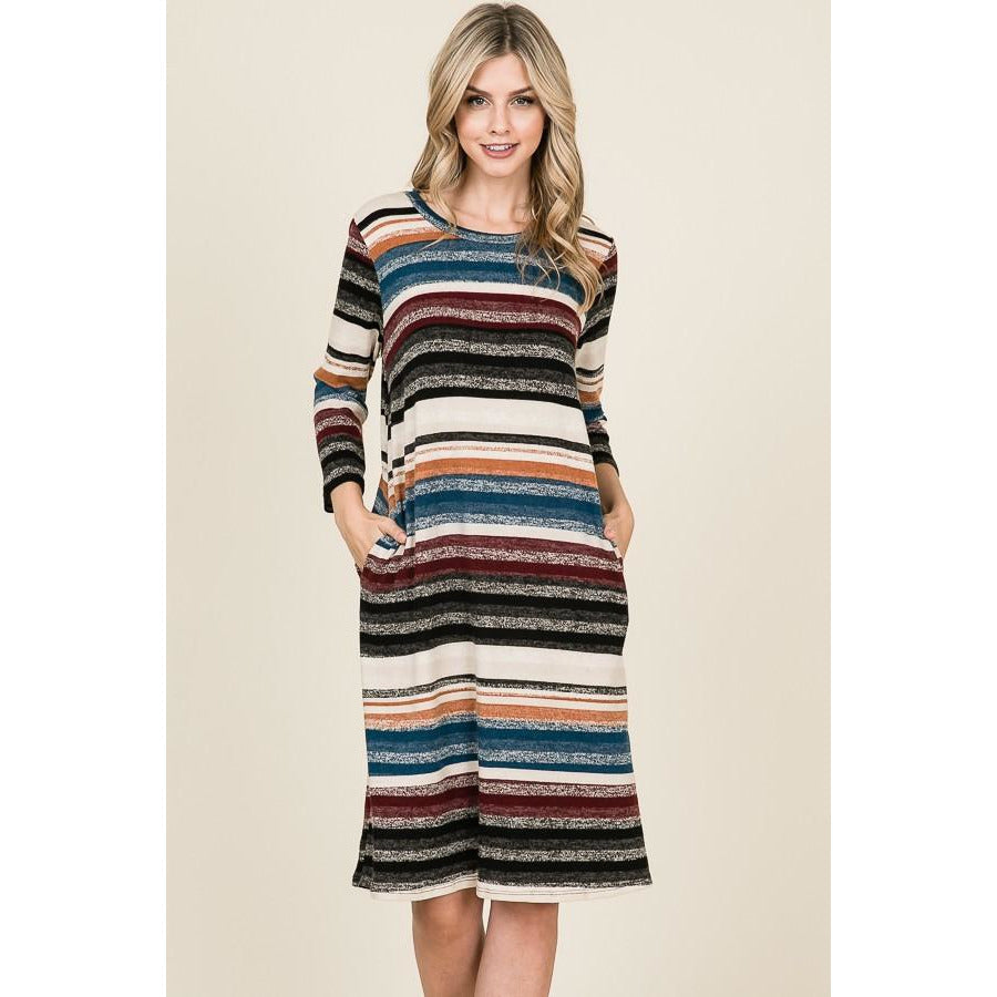Multi Color Striped Midi Dress