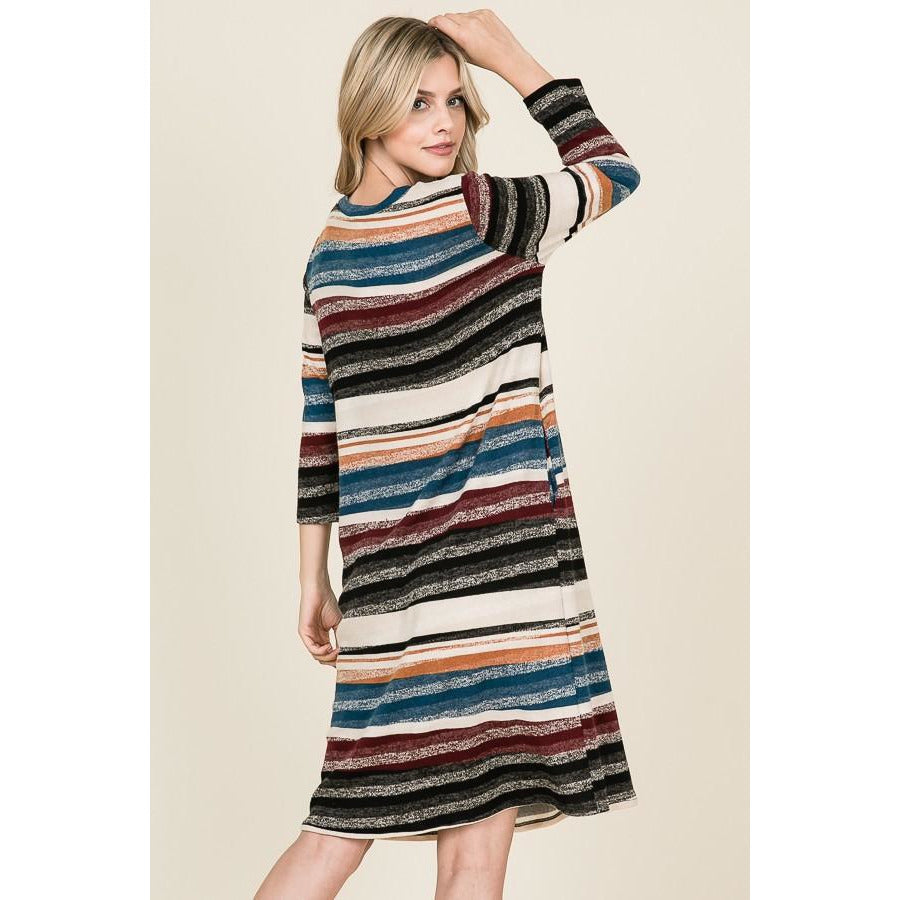 Multi Color Striped Midi Dress