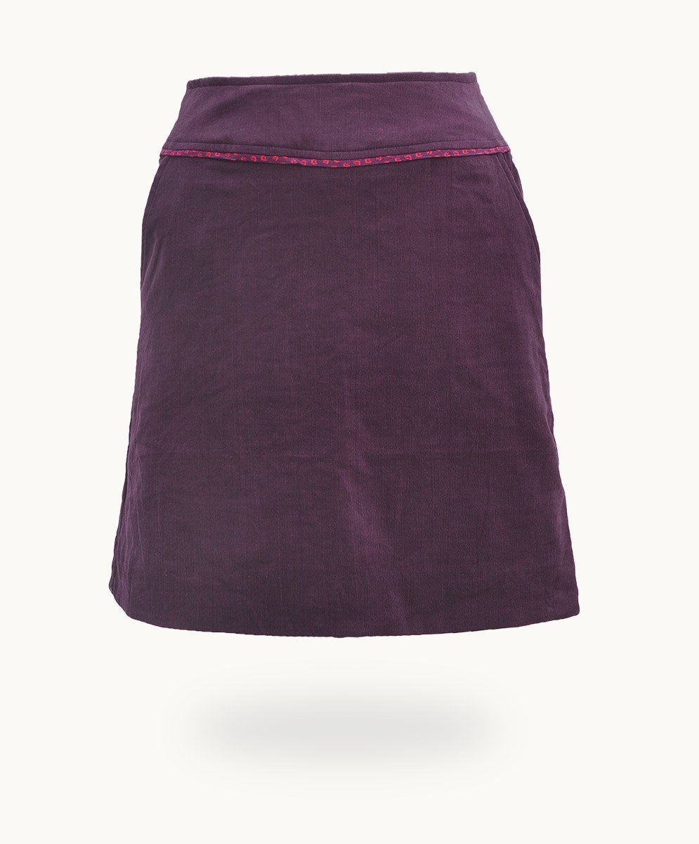 Plum Corduroy Skirt